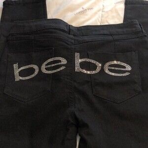 Bebe heartbreaker ankle skinny rhinestone logo jeans size 30 NWOT